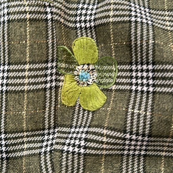 MicMac Paris green and gold plaid pants, cropped and cuffed, 27 inch waist. - Picture 6 of 6